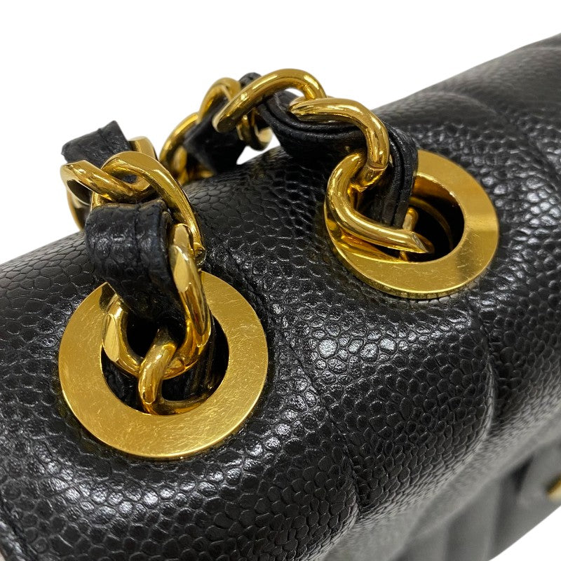 シャネル CHANEL マドモアゼル ラージフラップバッグ 2番台 ブラック ゴールド金具 キャビアスキン レディース ショルダーバッグ