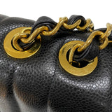 シャネル CHANEL マドモアゼル ラージフラップバッグ 2番台 ブラック ゴールド金具 キャビアスキン レディース ショルダーバッグ