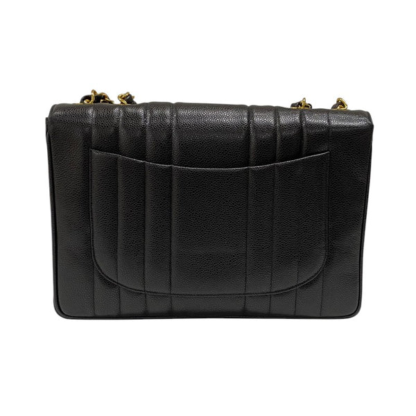 シャネル CHANEL マドモアゼル ラージフラップバッグ 2番台 ブラック ゴールド金具 キャビアスキン レディース ショルダーバッグ