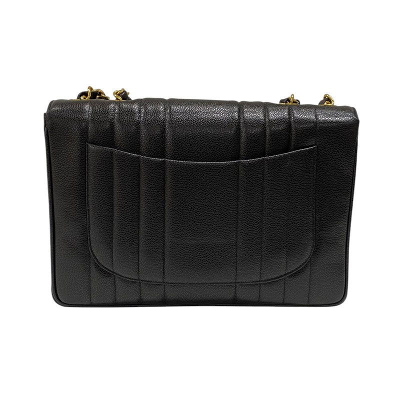 シャネル CHANEL マドモアゼル ラージフラップバッグ 2番台 ブラック ゴールド金具 キャビアスキン レディース ショルダーバッグ