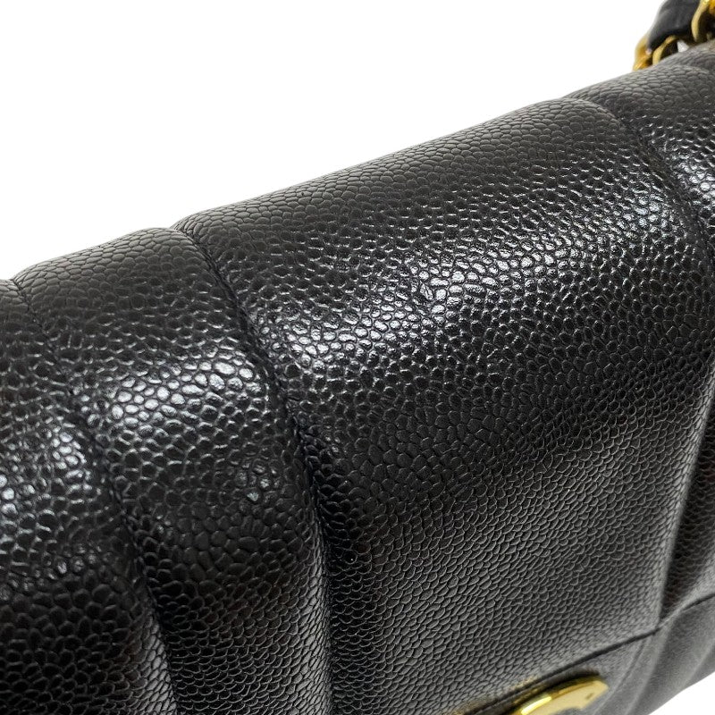 シャネル CHANEL マドモアゼル ラージフラップバッグ 2番台 ブラック ゴールド金具 キャビアスキン レディース ショルダーバッグ