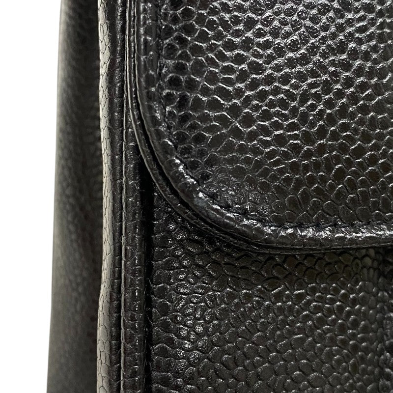 シャネル CHANEL マドモアゼル ラージフラップバッグ 2番台 ブラック ゴールド金具 キャビアスキン レディース ショルダーバッグ
