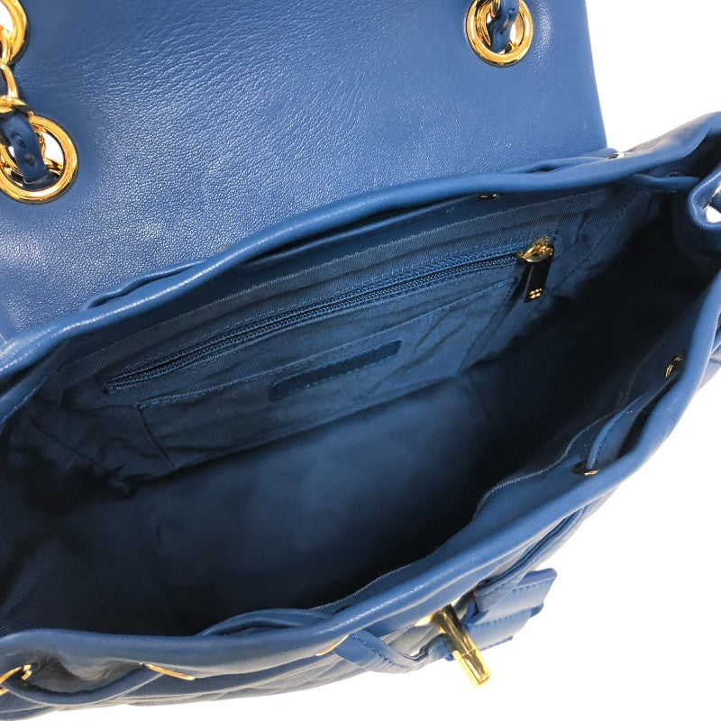 シャネル CHANEL マトラッセ バックパック A91121 ブルー ゴールド金具 ラムスキン レディース リュック・デイパック