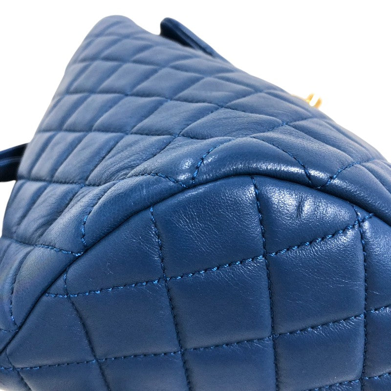 シャネル CHANEL マトラッセ バックパック A91121 ブルー ゴールド金具 ラムスキン レディース リュック・デイパック