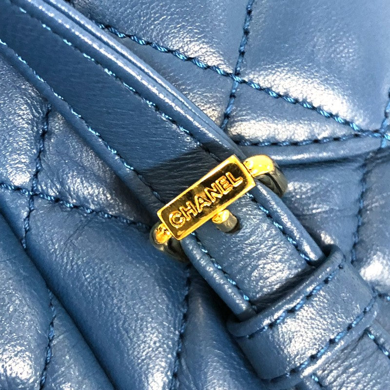 シャネル CHANEL マトラッセ バックパック A91121 ブルー ゴールド金具 ラムスキン レディース リュック・デイパック