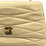 シャネル CHANEL チェーンポシェット 2番台 ベージュ GD金具 ラムスキン レディース ショルダーバッグ