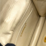 シャネル CHANEL チェーンポシェット 2番台 ベージュ GD金具 ラムスキン レディース ショルダーバッグ