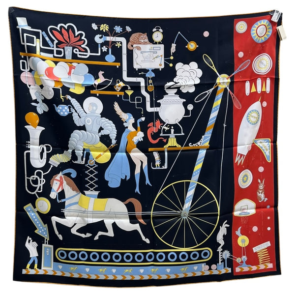 エルメス HERMES カレ90 TEA FOR TWO ブラック シルク100％ レディース スカーフ