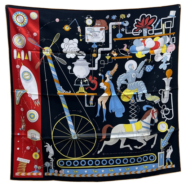 エルメス HERMES カレ90 TEA FOR TWO ブラック シルク100％ レディース スカーフ