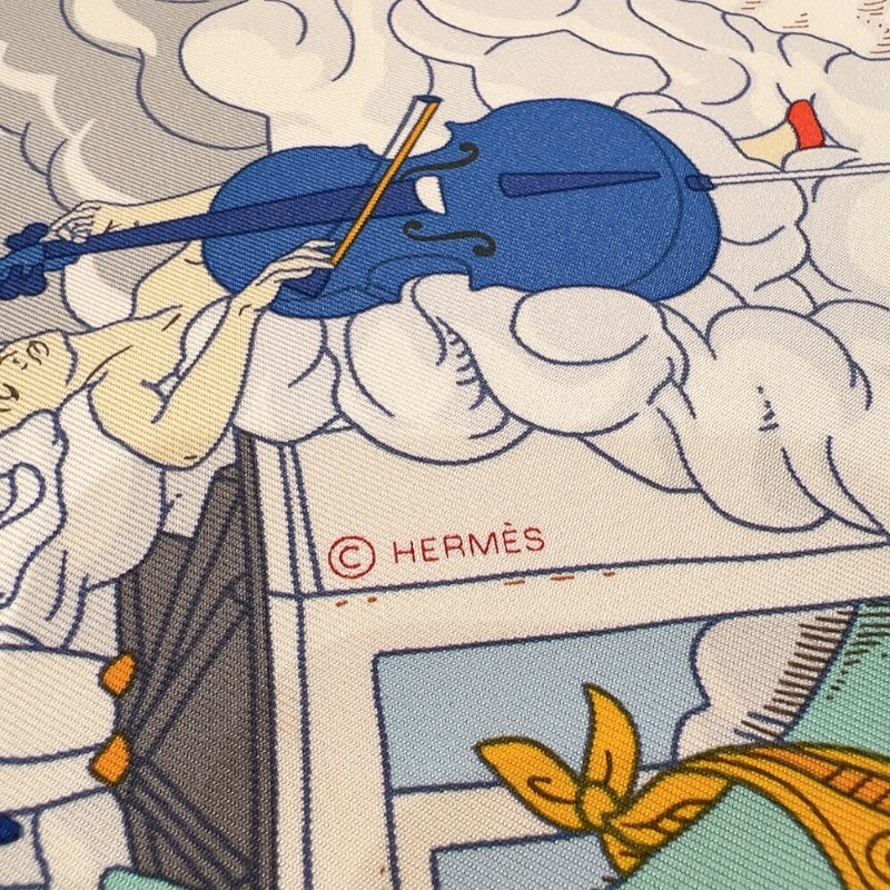 エルメス HERMES カレ90　Sur mon nuage　私の雲 ライトブルー/マルチ シルク レディース スカーフ