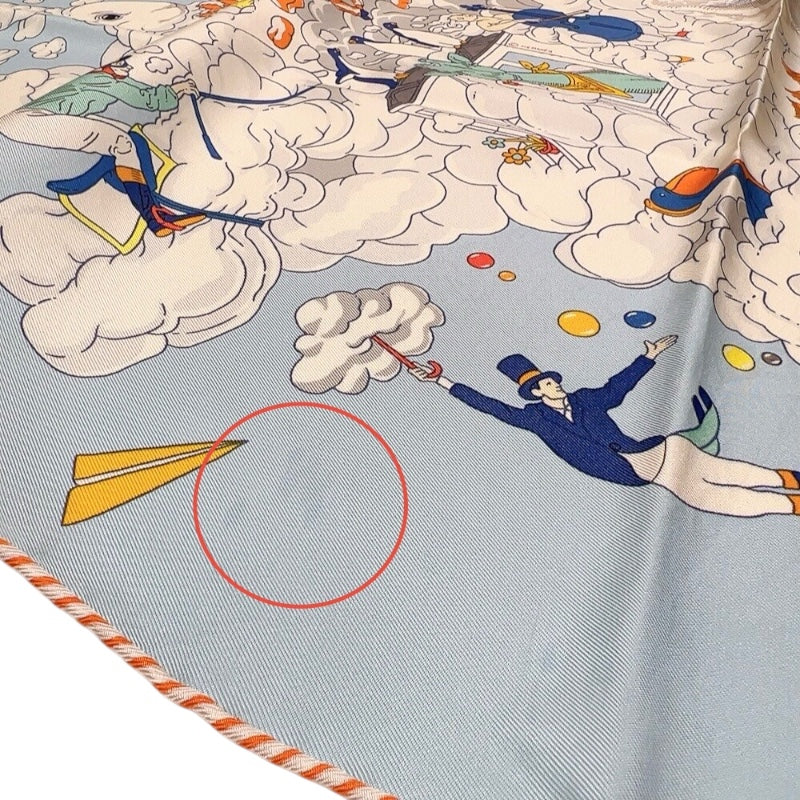 エルメス HERMES カレ90　Sur mon nuage　私の雲 ライトブルー/マルチ シルク レディース スカーフ