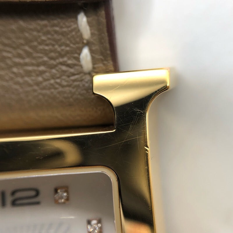 エルメス HERMES Hウォッチ ホワイトシェル HH1.202 ホワイトシェル GP/SS クオーツ レディース 腕時計