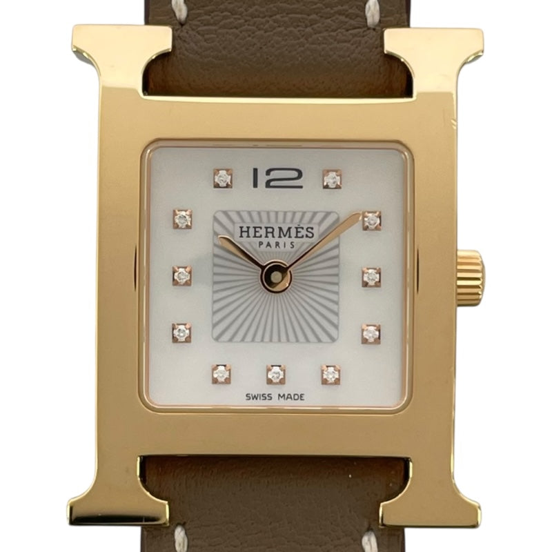 エルメス HERMES Hウォッチ ホワイトシェル HH1.202 ホワイトシェル GP/SS クオーツ レディース 腕時計