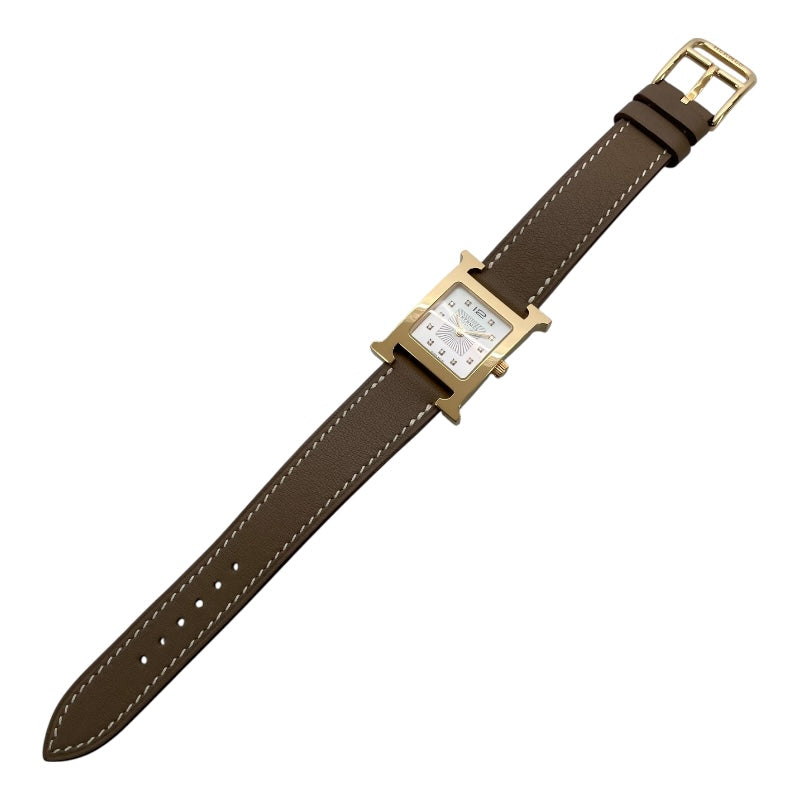 エルメス HERMES Hウォッチ ホワイトシェル HH1.202 ホワイトシェル GP/SS クオーツ レディース 腕時計