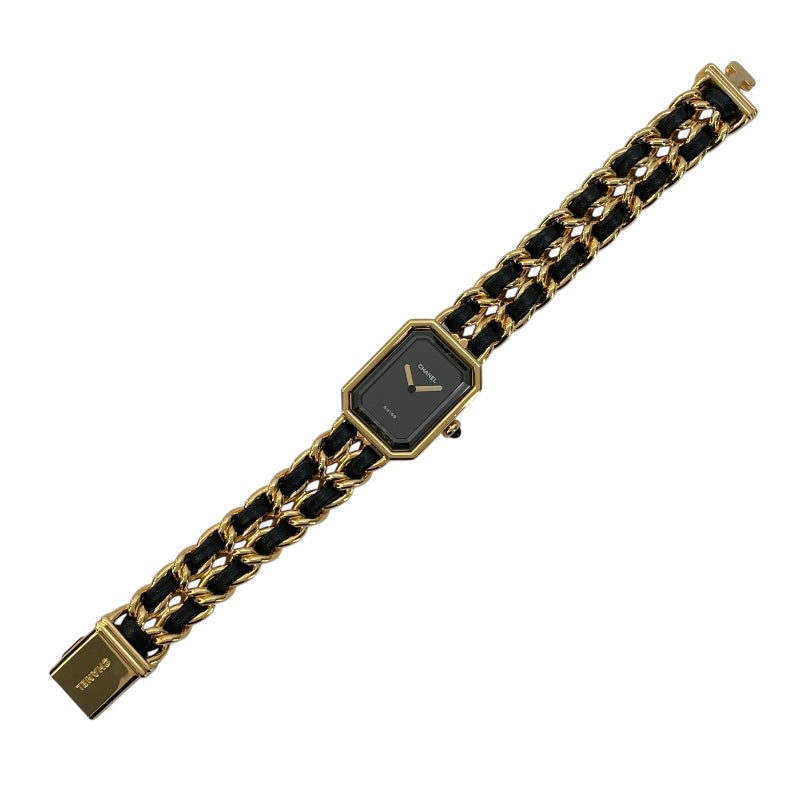 シャネル CHANEL プルミエールL H00001 ブラック GP レディース 腕時計
