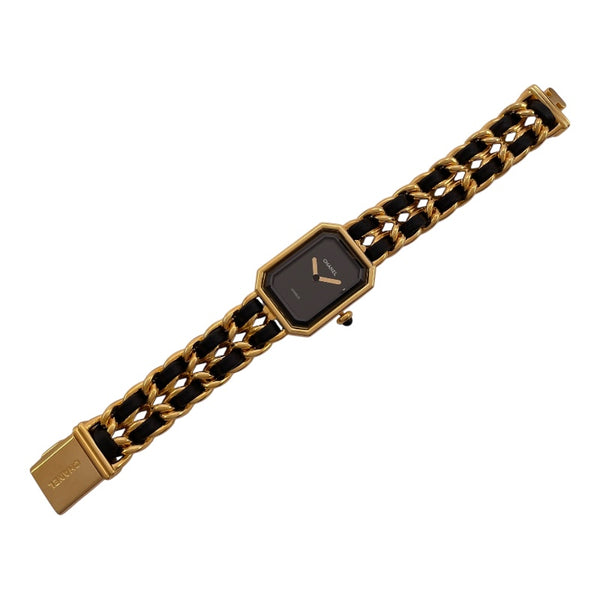 シャネル CHANEL プルミエール S H0001 ブラック GP×革ベルト レディース 腕時計