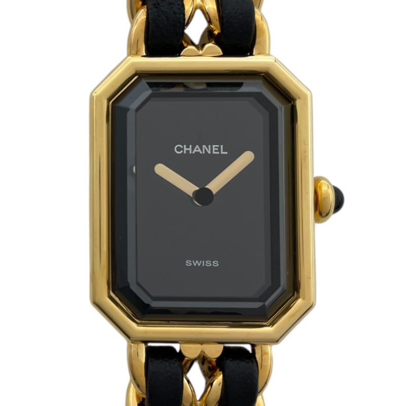 シャネル CHANEL プルミエール S H0001 ブラック GP×革ベルト レディース 腕時計