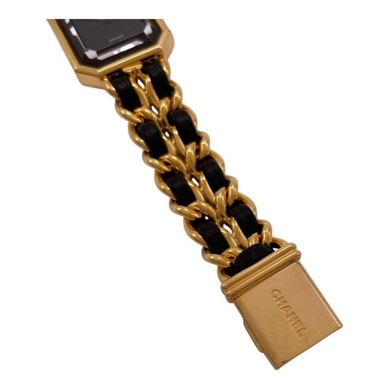 シャネル CHANEL プルミエール S H0001 ブラック GP×革ベルト レディース 腕時計