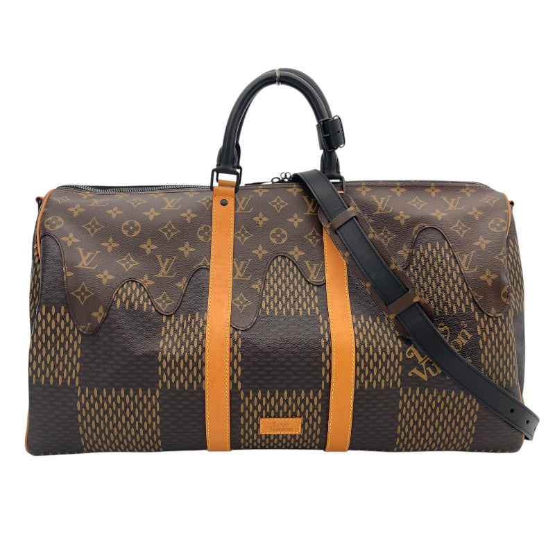 ルイ・ヴィトン LOUIS VUITTON キーポル・バンドリエール50 NIGOコラボ N40360 ブラウン ダミエ・ジャイアント ユニセックス ボストンバッグ