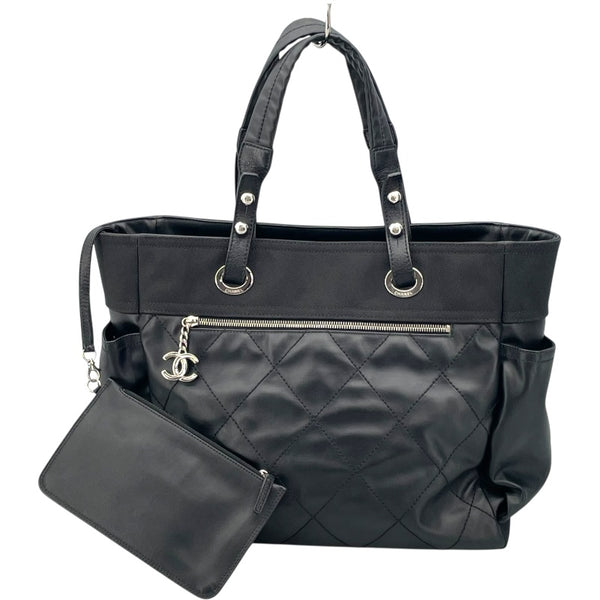 シャネル CHANEL パリピアリッツトートGM A34210 ブラック コーティングキャンバス レディース トートバッグ