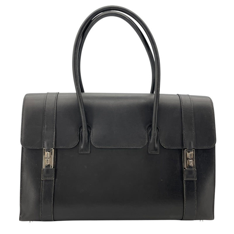エルメス HERMES ドラッグ37 □D刻 ブラック SV金具 ボックスカーフ レディース ハンドバッグ