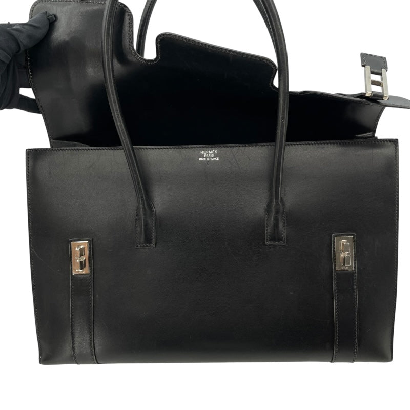エルメス HERMES ドラッグ37 □D刻 ブラック SV金具 ボックスカーフ レディース ハンドバッグ