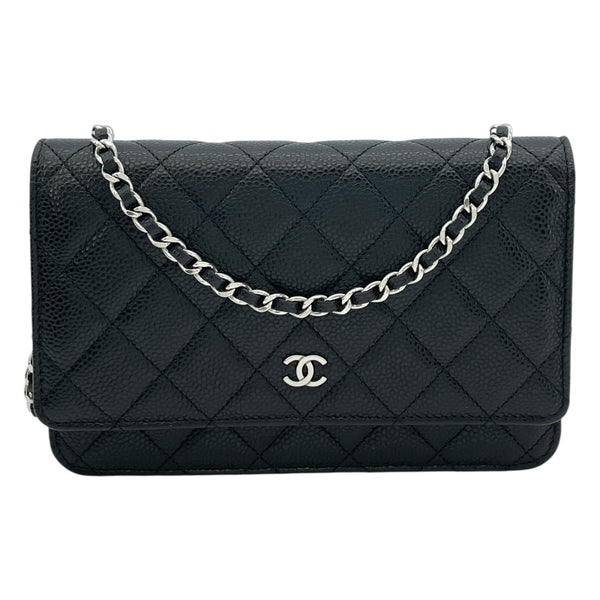 シャネル CHANEL マトラッセチェーンウォレット AP0250 ブラック SV金具 キャビアスキン レディース ウォレットチェーン