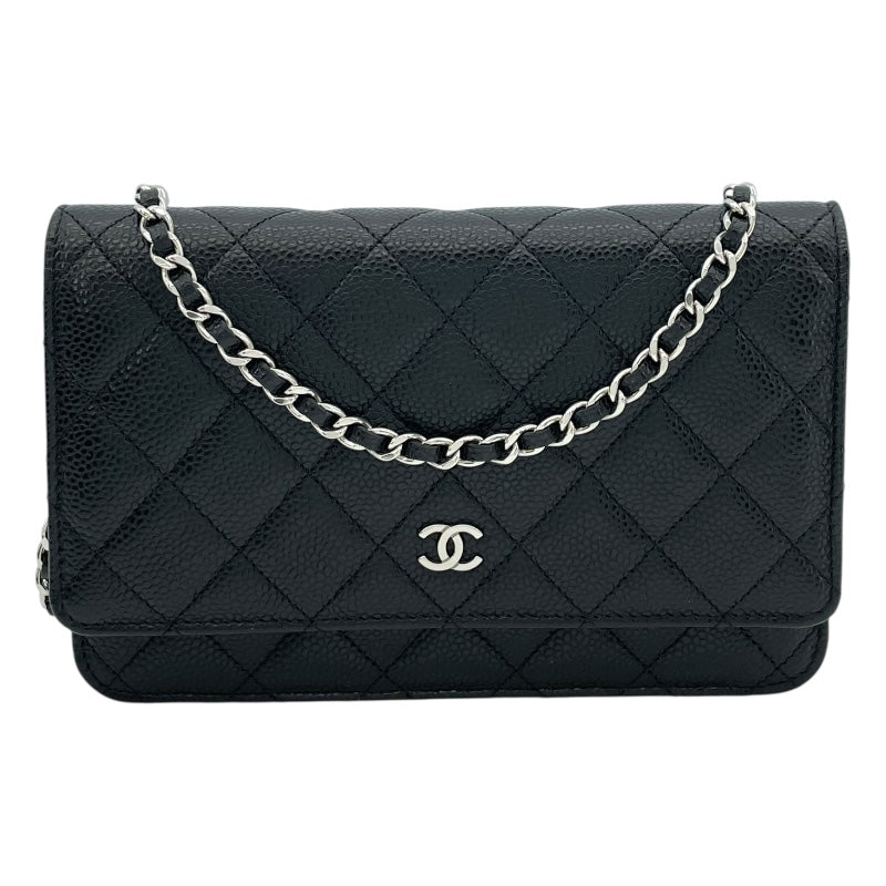 シャネル CHANEL マトラッセチェーンウォレット AP0250 ブラック SV金具 キャビアスキン レディース ウォレットチェーン