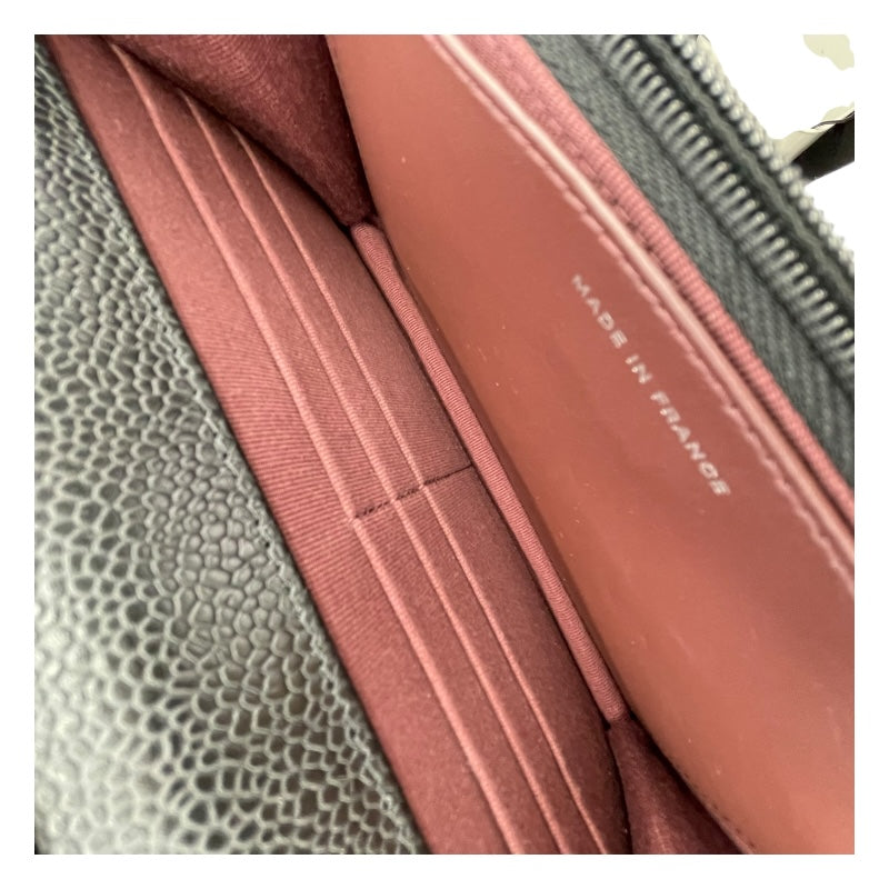 シャネル CHANEL マトラッセチェーンウォレット AP0250 ブラック SV金具 キャビアスキン レディース ウォレットチェーン