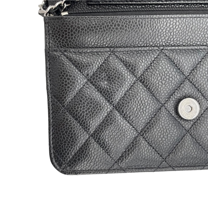 シャネル CHANEL マトラッセチェーンウォレット AP0250 ブラック SV金具 キャビアスキン レディース ウォレットチェーン