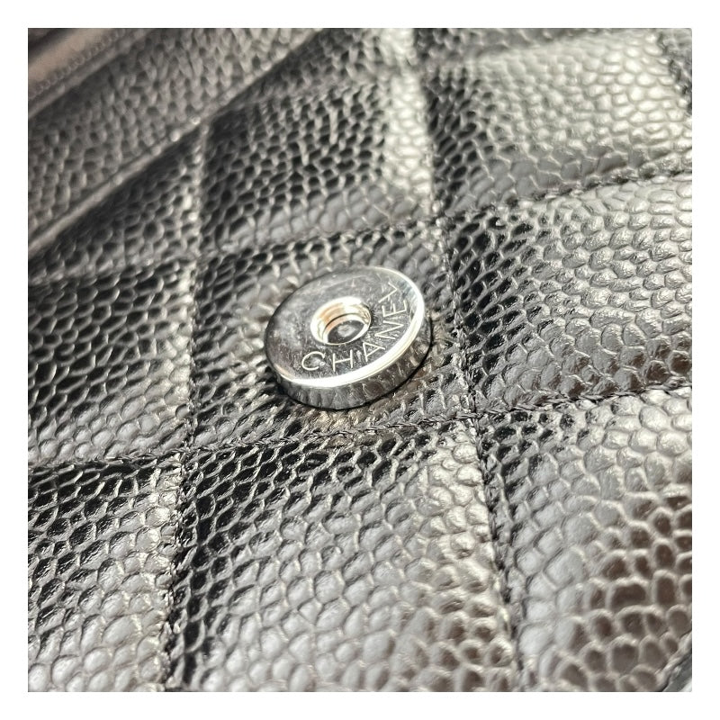 シャネル CHANEL マトラッセチェーンウォレット AP0250 ブラック SV金具 キャビアスキン レディース ウォレットチェーン
