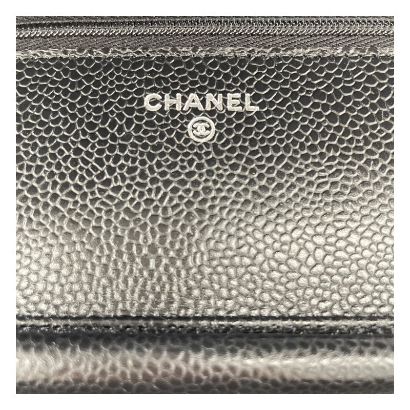 シャネル CHANEL マトラッセチェーンウォレット AP0250 ブラック SV金具 キャビアスキン レディース ウォレットチェーン
