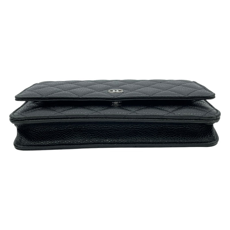 シャネル CHANEL マトラッセチェーンウォレット AP0250 ブラック SV金具 キャビアスキン レディース ウォレットチェーン