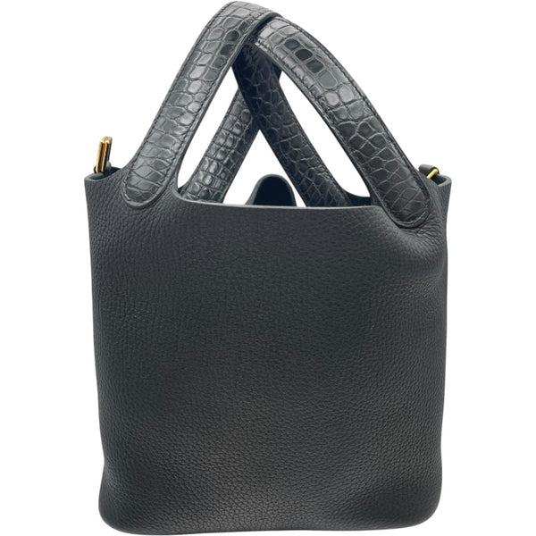 エルメス HERMES ピコタンロックPM タッチ Z BY002 AN ブラック アリゲーター/トリヨン レディース ハンドバッグ