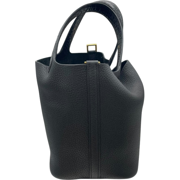 エルメス HERMES ピコタンロックPM タッチ Z BY002 AN ブラック アリゲーター/トリヨン レディース ハンドバッグ