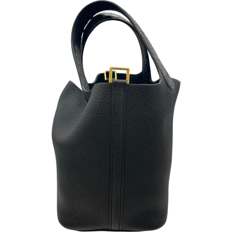 エルメス HERMES ピコタンロックPM タッチ Z BY002 AN ブラック アリゲーター/トリヨン レディース ハンドバッグ