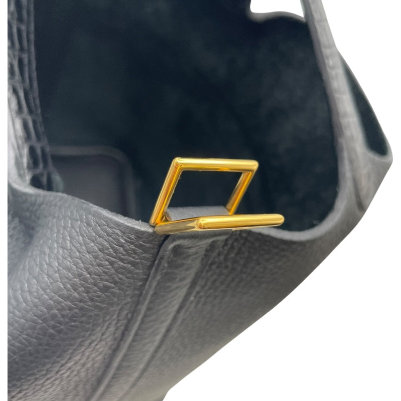 エルメス HERMES ピコタンロックPM タッチ Z BY002 AN ブラック アリゲーター/トリヨン レディース ハンドバッグ