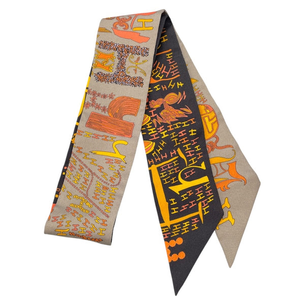 エルメス HERMES ツイリー 1001H ブラック シルク レディース