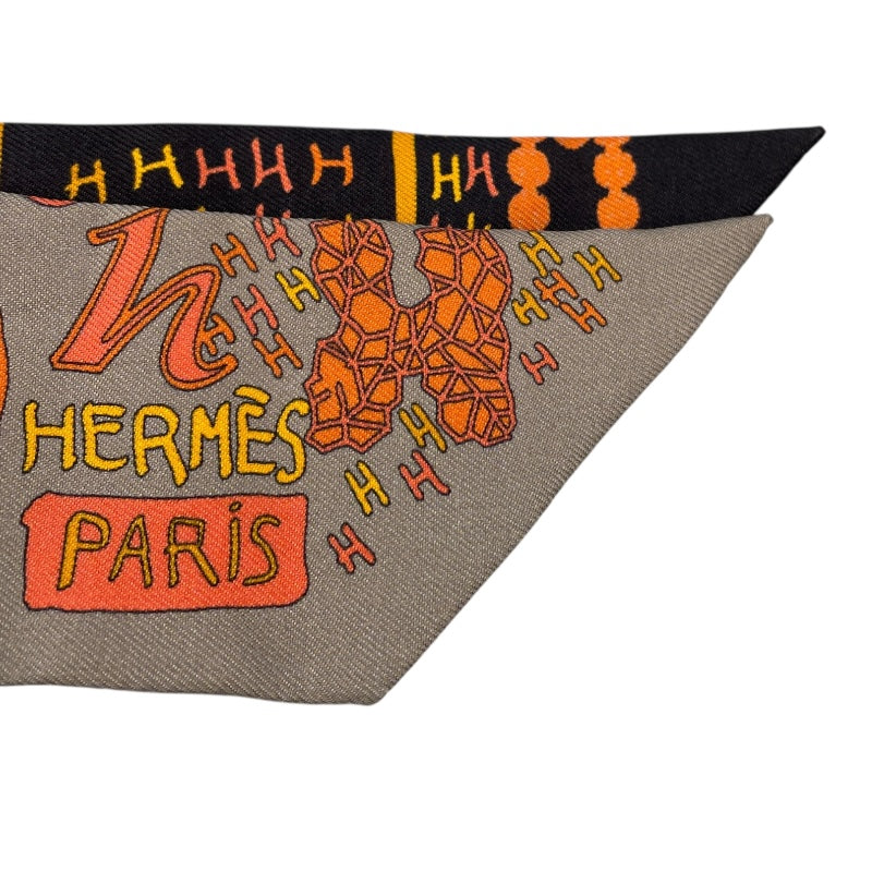 エルメス HERMES ツイリー 1001H ブラック シルク レディース