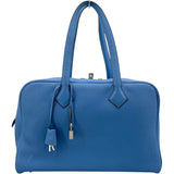 エルメス HERMES ヴィクトリア35 □R刻 ブルーパラダイス SV金具 トリヨン レディース ハンドバッグ