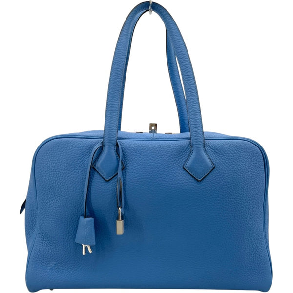エルメス HERMES ヴィクトリア35 □R刻 ブルーパラダイス SV金具 トリヨン レディース ハンドバッグ