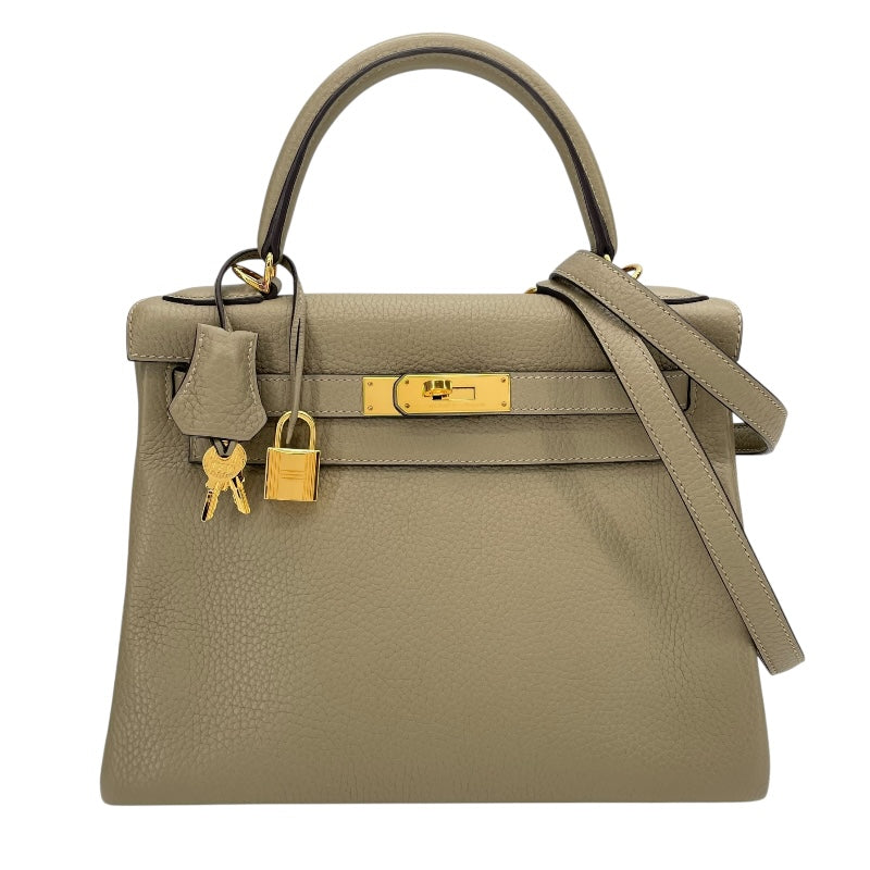 エルメス HERMES ケリー28 内縫い X刻 セージ GD金具 トリヨン レディース ショルダーバッグ