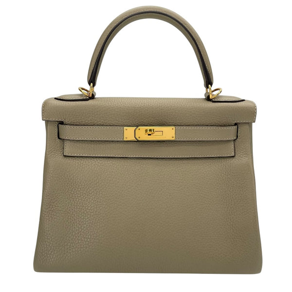 エルメス HERMES ケリー28 内縫い X刻 セージ GD金具 トリヨン レディース ショルダーバッグ