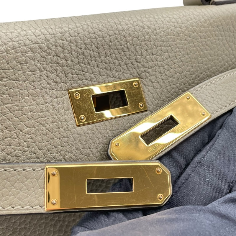 エルメス HERMES ケリー28 内縫い X刻 セージ GD金具 トリヨン レディース ショルダーバッグ