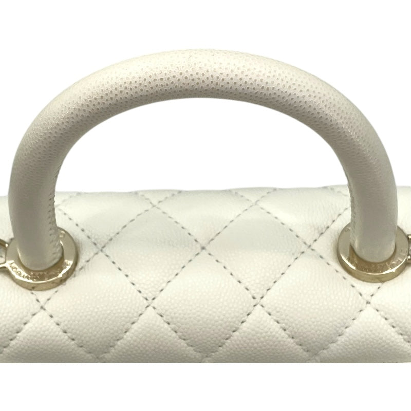 シャネル CHANEL ココハンドルXS A92990 ホワイト GD金具 キャビアスキン レディース ハンドバッグ