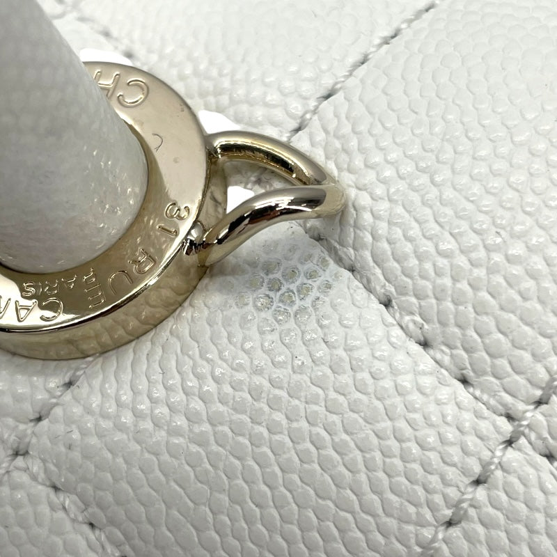 シャネル CHANEL ココハンドルXS A92990 ホワイト GD金具 キャビアスキン レディース ハンドバッグ