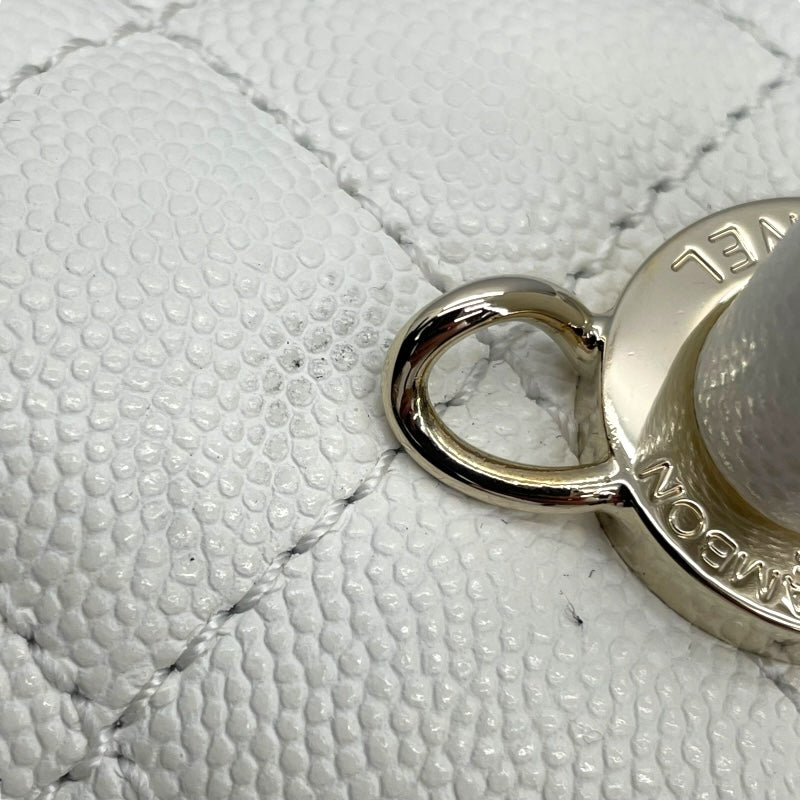 シャネル CHANEL ココハンドルXS A92990 ホワイト GD金具 キャビアスキン レディース ハンドバッグ
