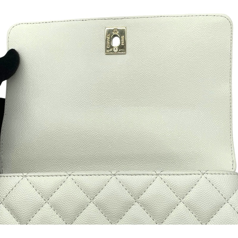 シャネル CHANEL ココハンドルXS A92990 ホワイト GD金具 キャビアスキン レディース ハンドバッグ