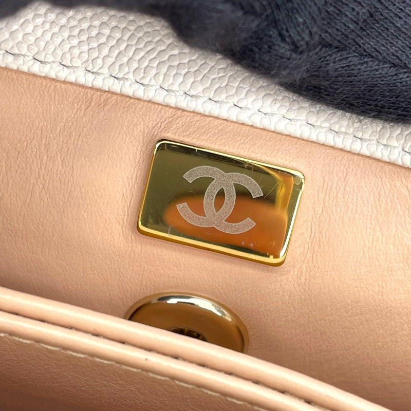 シャネル CHANEL ココハンドルXS A92990 ホワイト GD金具 キャビアスキン レディース ハンドバッグ