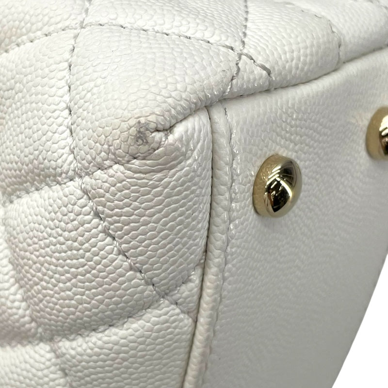 シャネル CHANEL ココハンドルXS A92990 ホワイト GD金具 キャビアスキン レディース ハンドバッグ